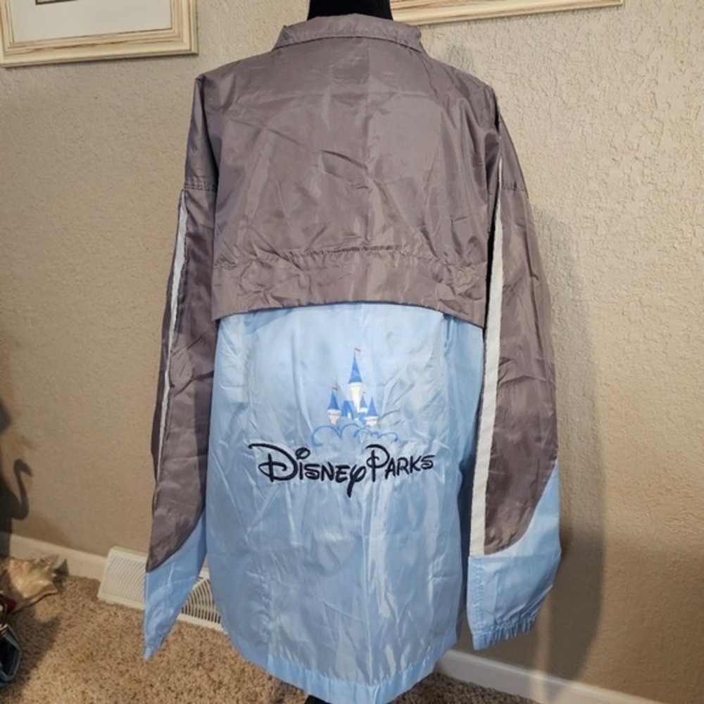 Disney Parks Packable Windbreaker Jacket Grey Blue Quarter Zip Mens